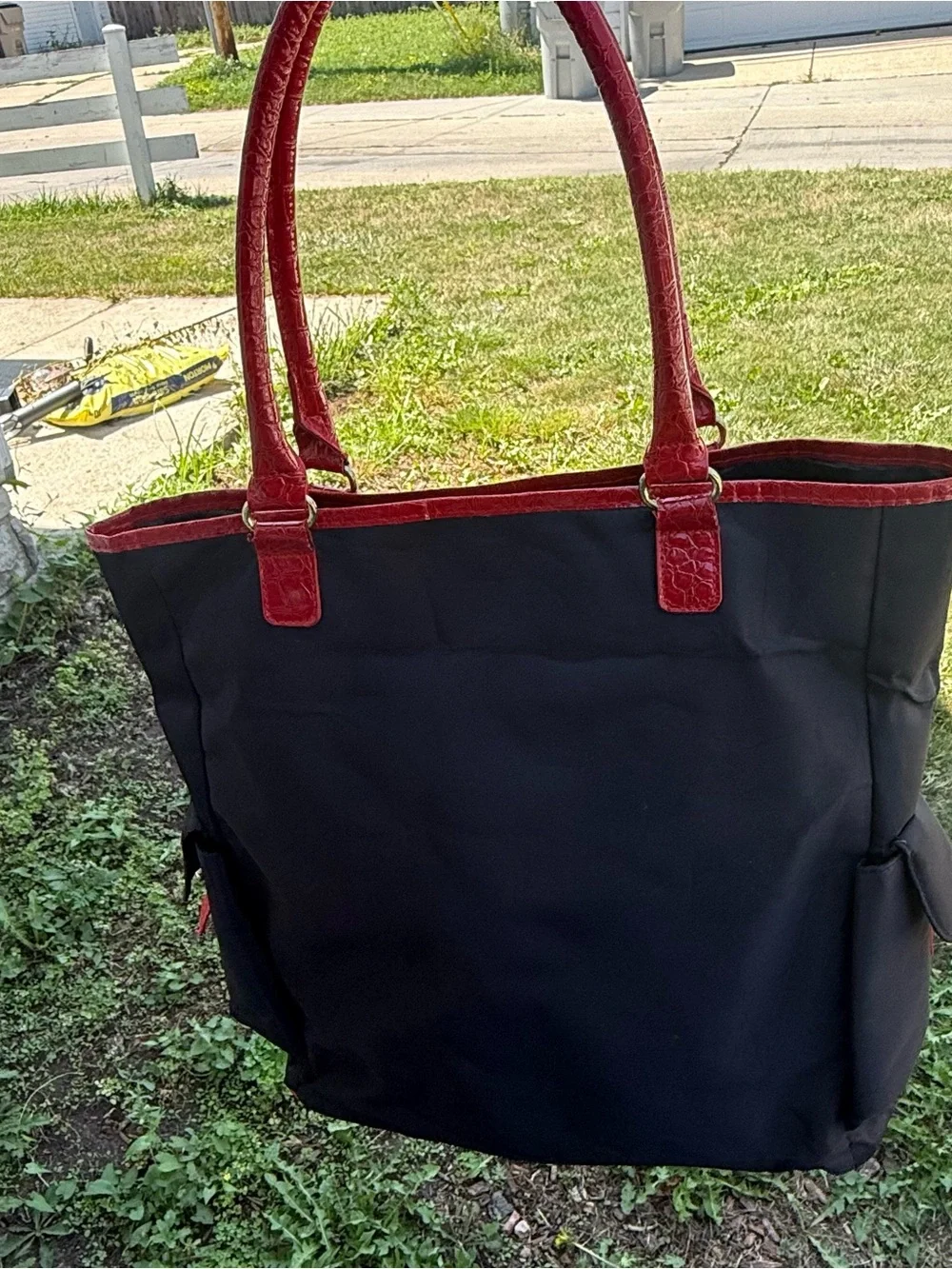 Ed Hardy Black Tote with Red Trim and Tattoo Graphic